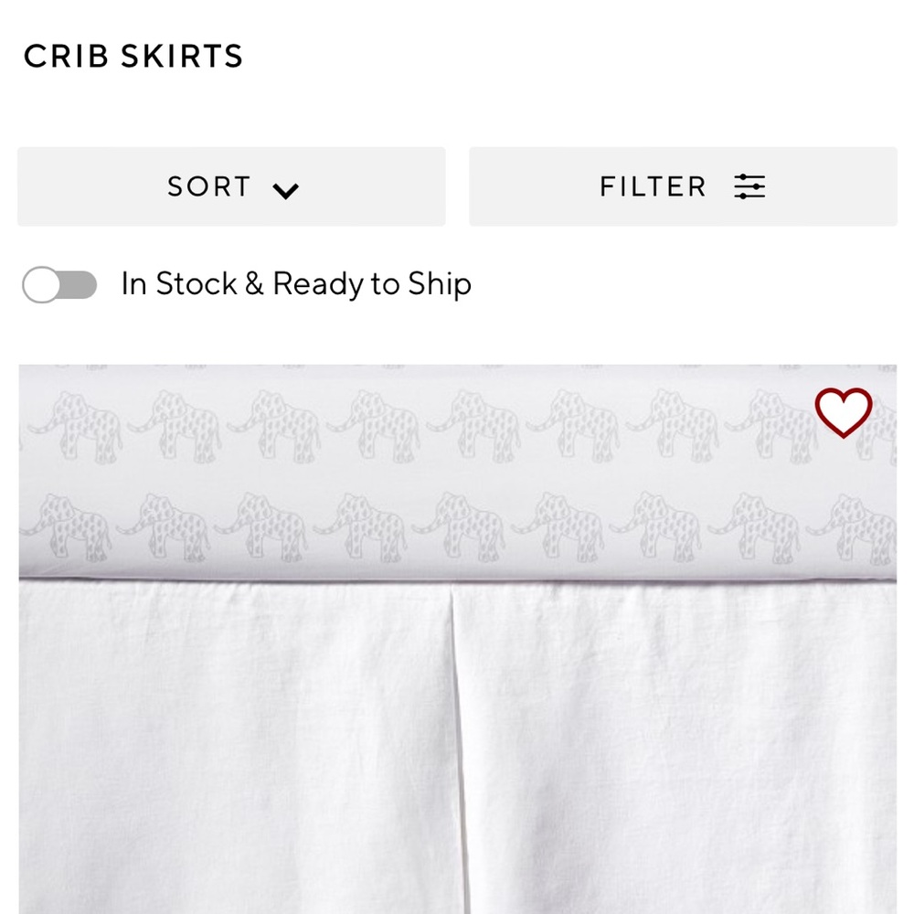 Pottery Barn white linen-Crib bed skirt